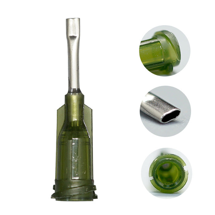 Oval Dispensing Needle 14 Gauge Olive detail