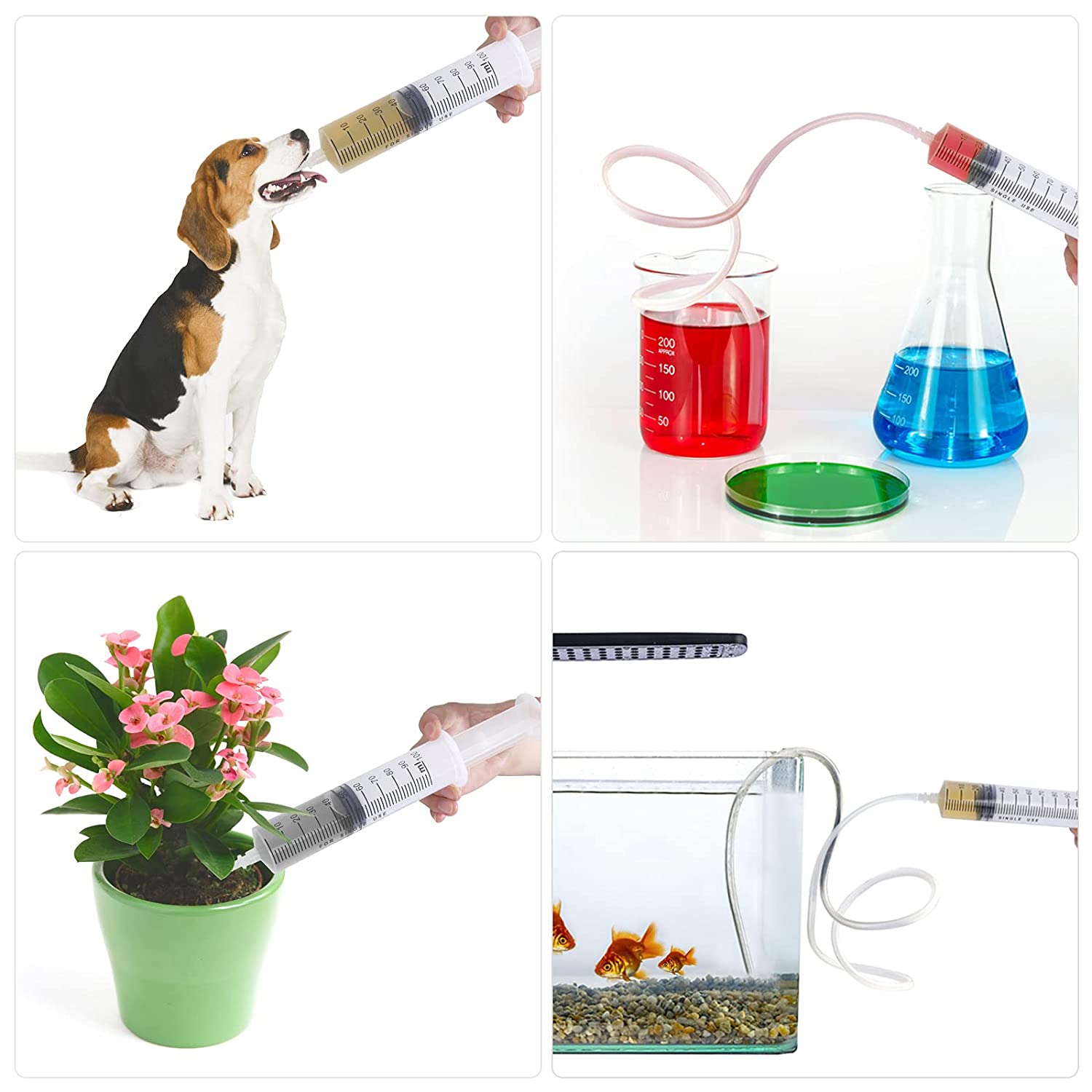 4 Pcs Plastic Measuring Syringe (2Pcs 60ml 2Pcs 100ml) application